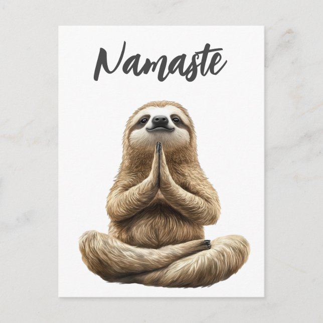 Cartão Postal Yoga Sloth Namaste (Frente)