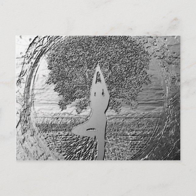 Cartão Postal Yoga Tree of Life in Chrome (Frente)