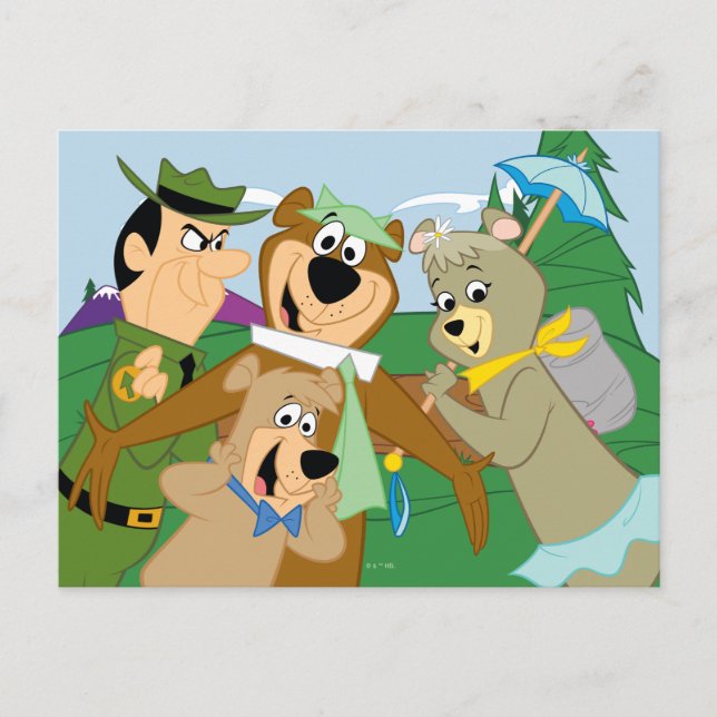 Cartão Postal Yogi Bear e Amigos Quadro Floresta Enquadrada (Frente)