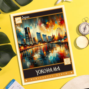 Cartão Postal Yokohama, Japão Pintura Vintage