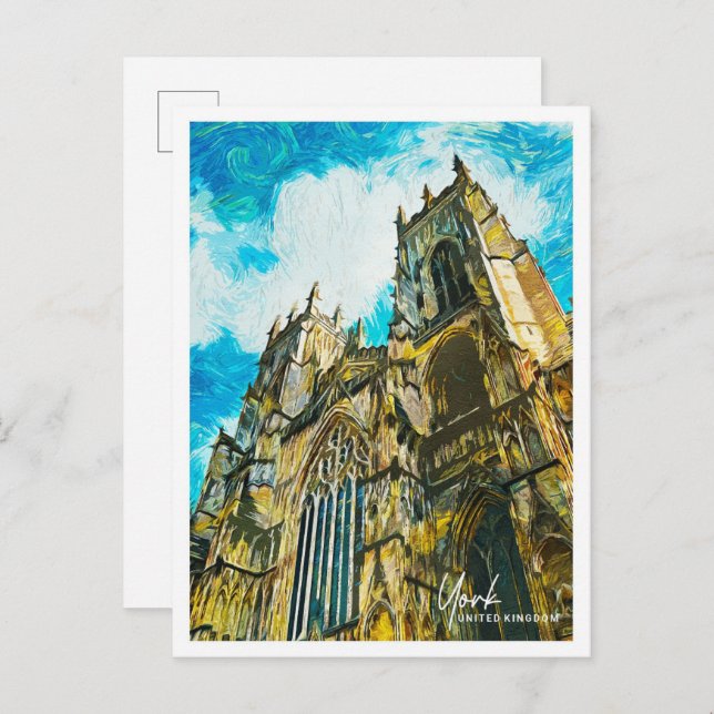 Cartão Postal York Reino Unido Linda Paisagem de Pintura Petrolí (Frente/Verso)
