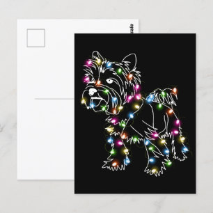 Cartão Postal Yorkie com natal, dono de Yorkie bonitinho