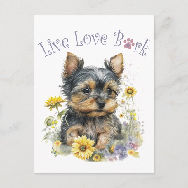 Cartão Postal Yorkie Dog Mãe Floral (Frente)