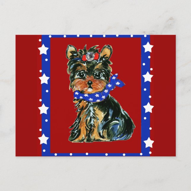 Cartão Postal Yorkie Poo de 4 de Julho (Frente)