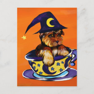 Cartão Postal Yorkie Poo de Halloween