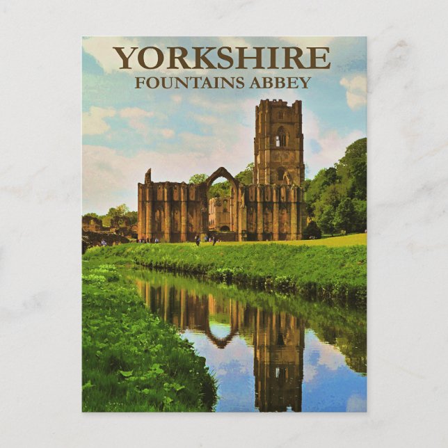 Cartão Postal Yorkshire, Fountains Abbey, (Frente)