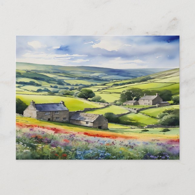 Cartão Postal "Yorkshire Meadowsong" Landscape Yorkshire Dales (Frente)
