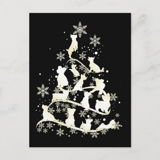 Cartão Postal Yorkshire Terrier Christmas Tree Dog Happy Xmas (Frente)