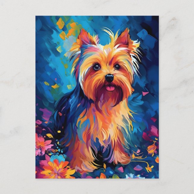 Cartão Postal Yorkshire Terrier Colorido (Frente)