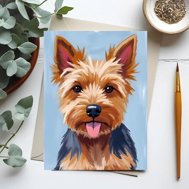 Cartão Postal Yorkshire Terrier Dog Portrait Painting (Criador carregado)