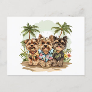 Cartão Postal Yorkshire Terrier Dogs Hawaiian Shirts