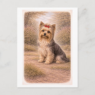 Cartão Postal Yorkshire Terrier Estilo Vintage