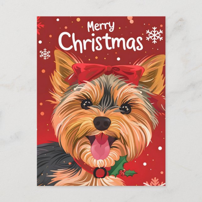 Cartão Postal Yorkshire Terrier Natal (Frente)