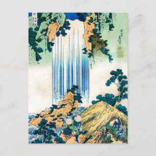 Cartão Postal Yoro Waterfall Mino Provence por Hokusai, Japonês,