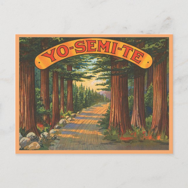 Cartão Postal Yosemite California Vintage cena (Frente)