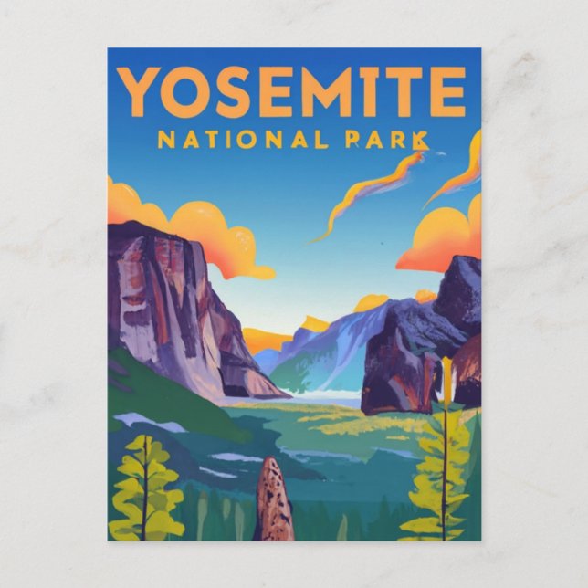 Cartão Postal Yosemite National Park Vintage (Frente)