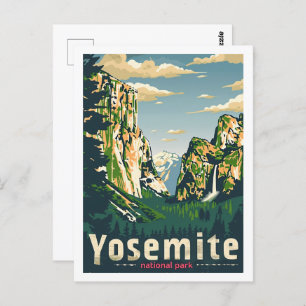 Cartão Postal Yosemite National Park Vintage Familiar Viagem