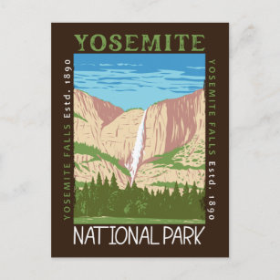 Cartão Postal Yosemite National Park Waterfall Retro