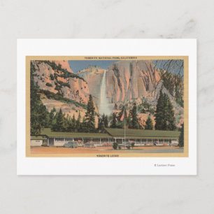 Cartão Postal Yosemite, vista CA de Yosemite Lodge and Falls
