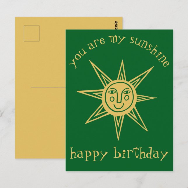 Cartão Postal You are my sunshine HAPPY BIRTHDAY CUSTOM (Frente/Verso)