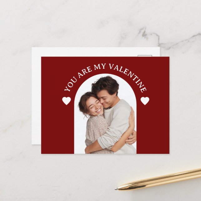 Cartão Postal You Are My Valentine Custom Photo Card (Frente/Verso In Situ)