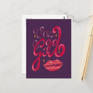 Cartão Postal You Go Girl – Confidence Boost Quote Dark Purple