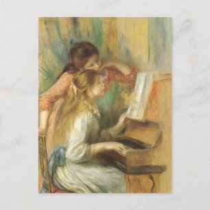 Cartão Postal Young Girls in Piano por Pierre Renoir