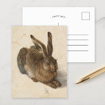 Cartão Postal Young Hare | Albrecht Dürer<br><div class="desc">Young Hare (1502),  do artista alemão Albrecht Dürer. Arte original é uma pintura de aquarela de estudo da natureza de um coelho marrom. Use as ferramentas de design para adicionar texto personalizado ou personalizar a imagem.</div>