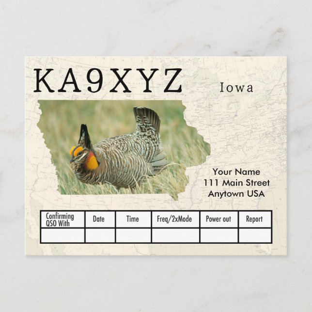 Cartão Postal Your Photo Iowa Shaped Cutout Custom QSL Postcard (Frente)