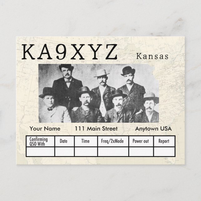 Cartão Postal Your Photo Kansas Shaped Cutout Custom QSL (Frente)