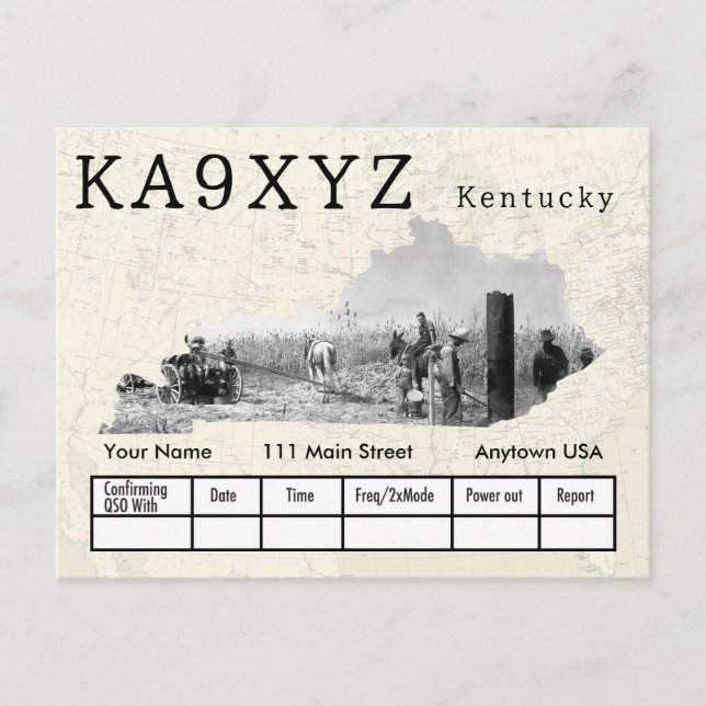 Cartão Postal Your Photo Kentucky Shaped Cutout Custom QSL (Frente)