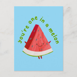 Cartão Postal Your'e One in a Melon Cute Funny Watermelon Pun 