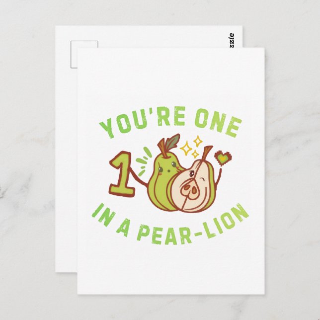 Cartão Postal You're One In A Pear-Lion Pear Pun (Frente/Verso)