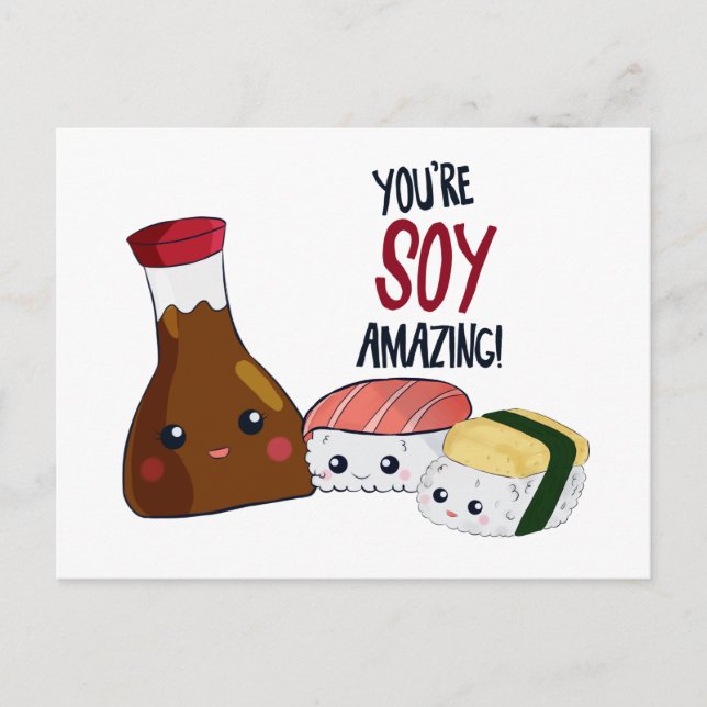 Cartão Postal You're Soy Amazing Kawaii Sushi Japanese Food (Frente)