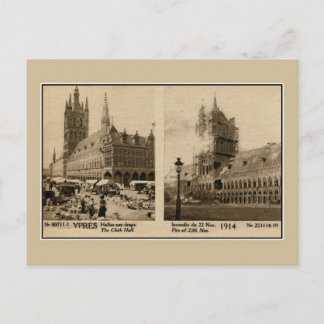 Cartão Postal Ypres, câmara de encerramento antes da destruição 