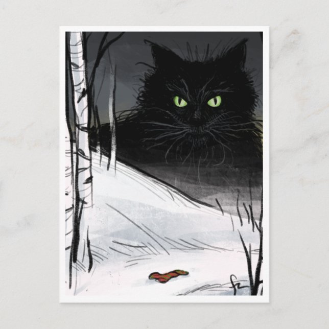 Cartão Postal Yule Cat - Critter Yule Spooky (Frente)