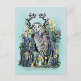 Cartão Postal Yule Winter Solstice Barn Owl Com Corridas