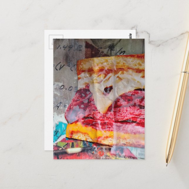 Cartão Postal yummy sandwich junk journal Mixed Media Collage (Frente/Verso In Situ)