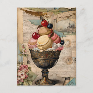 Cartão Postal Yummy Sweets Vintage Collage