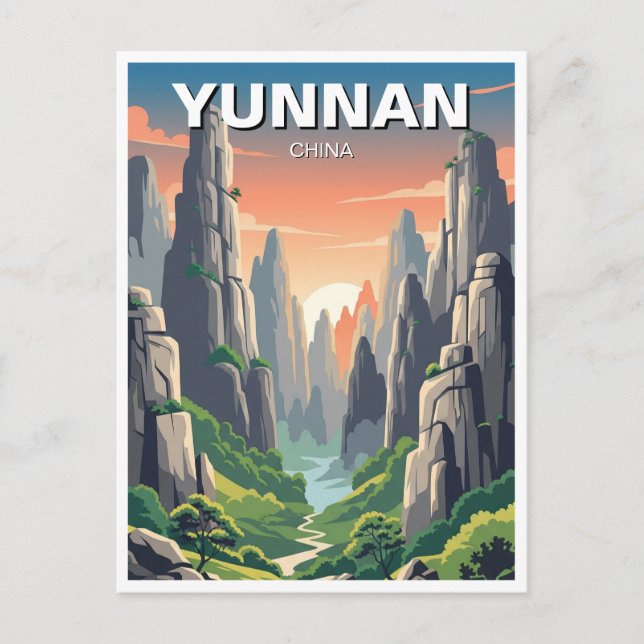 Cartão Postal Yunnan Stone Forest China (Frente)