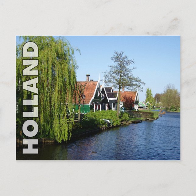 Cartão Postal Zaanse Schans Dutch timber houses in red and white (Frente)