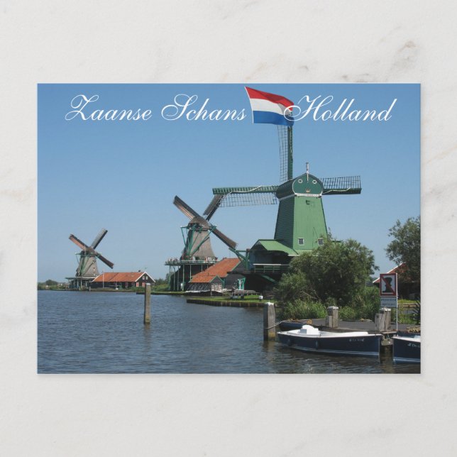 Cartão postal Zaanse Schans Holland Windmills (Frente)