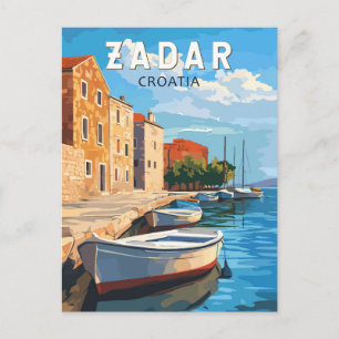 Cartão Postal Zadar Croácia Viagem Arte Vintage