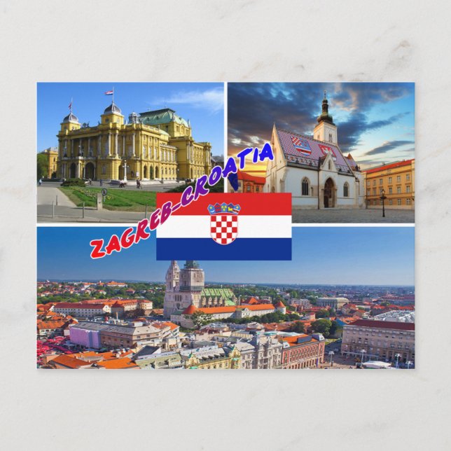Cartão Postal Zagreb Croácia (Frente)