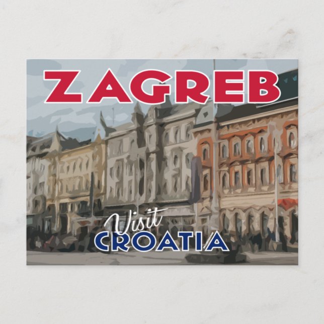 Cartão Postal Zagreb, Visite a Croácia (Frente)