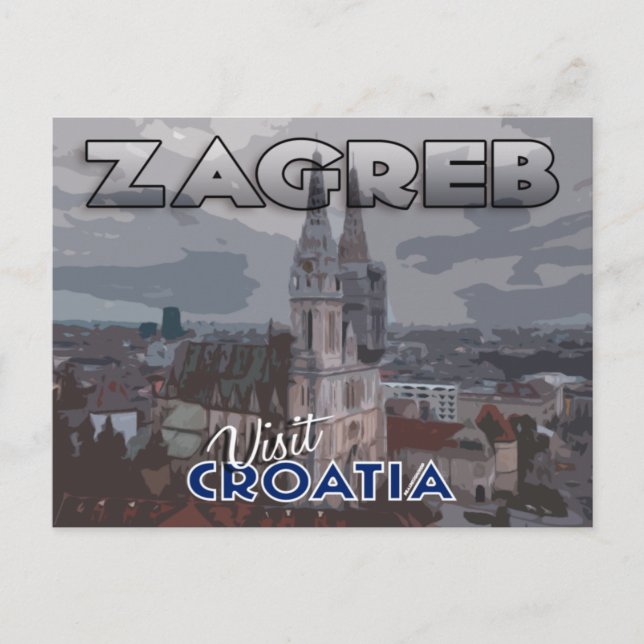 Cartão Postal Zagreb, Visite a Croácia (Frente)