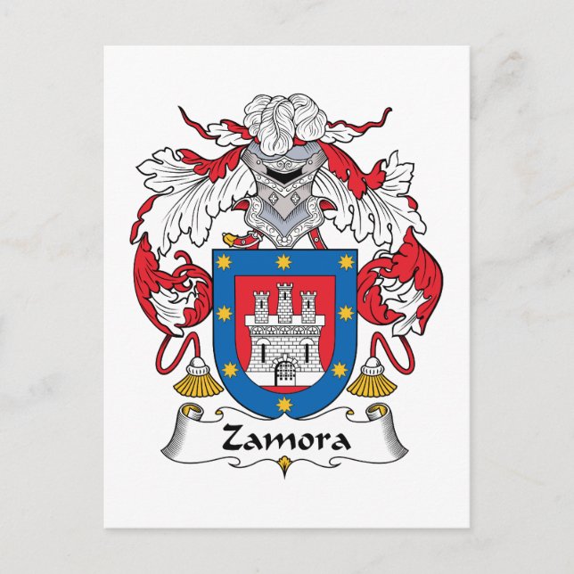 Cartão Postal Zamora Family Crest (Frente)