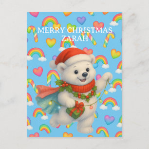 Cartão Postal Zarah o Urso Polar Dançante — Natal das Crianças 