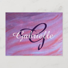 Cartão Postal Zebra Abstrata Feminina | Monograma Rosa Roxo Fofo
