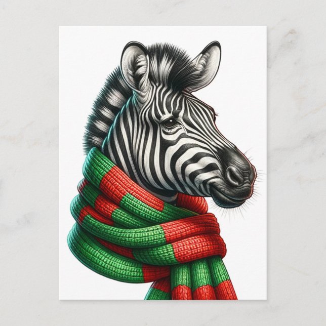 Cartão Postal Zebra Adorável num Scarf (Frente)